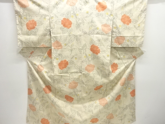 花模様織り出し手織り紬着物